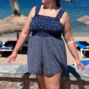 American Eagle Floral Smocked Romper